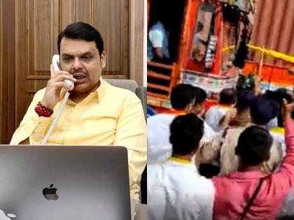 Devendra Fadnavis aggressive after vandalizing truck on Karnataka border, direct call to Chief Minister | कर्नाटक सीमेवर ट्रक फोडल्यानंतर फडणवीस आक्रमक, मुख्यमंत्री बोम्मईंना फोन