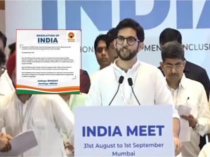 'These' 3 resolutions passed in INDIA Aghadi meeting, read by Aditya Thackeray | इंडिया आघाडीच्या बैठकीत 'हे' ३ ठराव मंजूर, आदित्य ठाकरेंनी दाखवले वाचून