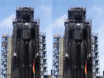 108 feet giant idol of Lord Rishabh, beginning of Mahamastakabhishek in nashik satana | भगवान ऋषभदेवांची 108 फूट विशालकाय मूर्ती, महामस्तकाभिषेकाला सुरूवात