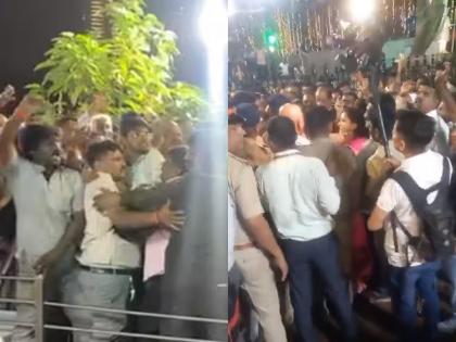 Activists of Rada in mumbai dadar shivaji park, Shinde-Thackare group clashed at Shivtirtha in Mumbai | मुंबईतील शिवतीर्थावर राडा; शिंदे-ठाकरे गटातील कार्यकर्ते भिडले