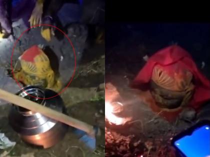 Navratri is next and mother's miracle; Jagdamba's mask came out of the ground | नवरात्र पुढ्यात अन् आईचा चमत्कार; जमिनीतून निघाला जगदंबेचा मुखवटा