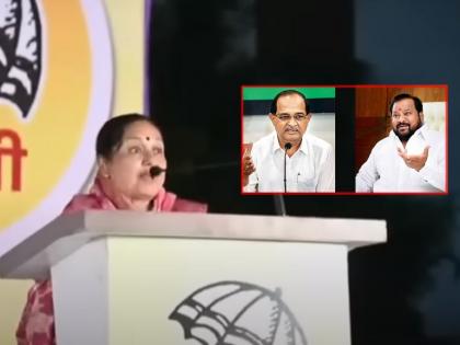 Mark on Vikhe Patils, memory of Shahaji Bapu; Rhythmic speech of female sarpanch of loni in ganesh karkhana election | Video: विखे पाटलांवर निशाणा, शहाजी बापूंची आठवण; महिला सरपंचाचं तुफानी भाषण