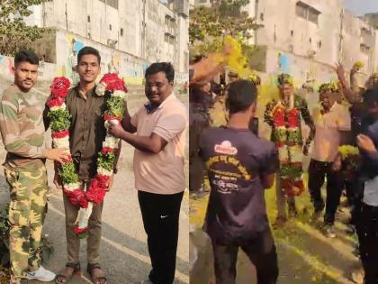 Pride of Dombivlikar! BJP felicitates Mayuresh Kadam, who joined the army | डोंबिवलीकरांचा अभिमान! आर्मीत भरती झालेल्या मयुरेशवर पुष्पवृष्टी, भाजपकडून सत्कार