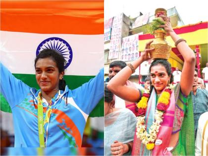 Badminton player P. V. Sindhu at Mahakali temple | बॅडमिंटनपटू पी. व्ही. सिंधू महाकाली मंदिरात