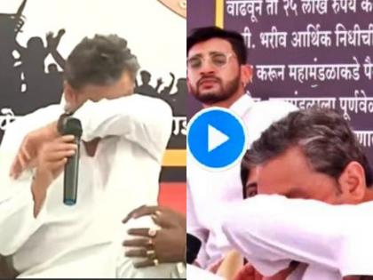 Sambhajiraje: Tears in Sambhaji Raje's eyes as soon as he says that Chhatrapati never cries in mumbai Azad maidan | Sambhajiraje: छत्रपती केव्हाही रडत नाहीत म्हणताच संभाजीराजेंच्या डोळ्यात अश्रू...