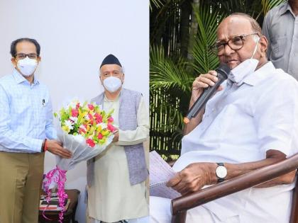 The Chief Minister called on him and Sharad Pawar wrote a letter to the Governor | मुख्यमंत्र्यांनी भेट घेऊन तर शरद पवारांनी पत्र लिहून राज्यपालांना दिल्या शुभेच्छा