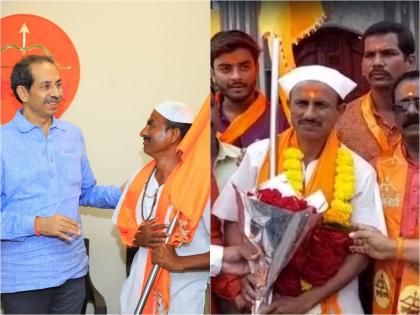 This is the best loyalty... Shivsainik 'Shinde' met Uddhav Thackeray after a 15-day journey on foot from solapur to mumbai | Uddhav Thackeray: ठाकरेंप्रती 'शिंदें'ची उत्तम निष्ठा; सोलापूर ते मुंबई पायी आलेल्या शिवसैनिकाचं मातोश्रीवर स्वागत