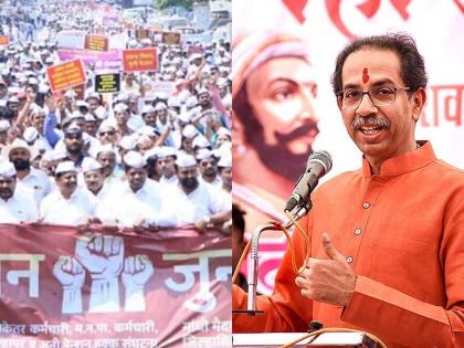 Shiv Sena uddhav Thackeray targets government over old pension scheme, right of government employees | जुनी पेन्शन योजना सरकारी कर्मचाऱ्यांचा हक्क, शिवसेनेनं सरकारला केलं लक्ष्य