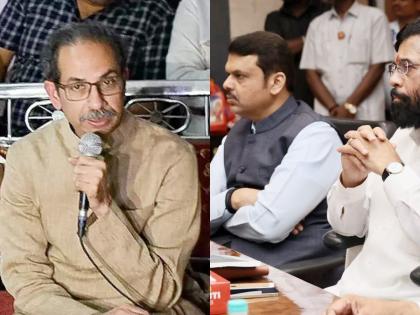 "Who is taking them away?", Devendra Fadnavis taunts Uddhav Thackeray, laughs at CM Shinde | "त्यांना कोण नेतंय?"; फडणवीसांचा उद्धव ठाकरेंना खोचक टोला, CM शिंदेंना हसू