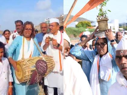 Pandharichi Wari fever... Tulsi on the head, Mridung on the hand; Former minister Varsha Gaikwad Vitthal is engrossed in devotion | वारीचा फिव्हर... डोक्यावर तुळस, हाती मृदुंग; माजी मंत्री विठ्ठल भक्तीत तल्लीन