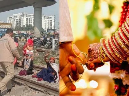 Wife seat on railway track to stop husbands second marriage in Kanpur | पतीचं दुसरं लग्न थांबवण्यासाठी रेल्वे ट्रॅकवर जाऊन बसली पत्नी आणि मग....