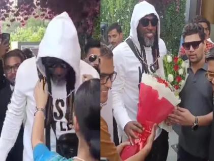  Legends League Cricket 2024 Chris Gayle arrived in Jodhpur, watch here video | ख्रिस गेल पुन्हा एकदा मैदानात; शिखर धवनच्या नेतृत्वात खेळणार, भारतात जल्लोषात स्वागत