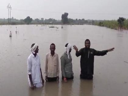 Industrialists' loans are waived, so why not farmers'? Standing in floodwaters, demanding compensation | उद्योगपतींचे कर्ज माफ होते, मग शेतकऱ्यांचे का नाही? पुरात उभे राहून भरपाईची मागणी