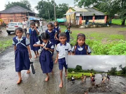 ABCD lessons, but across the river A perilous journey of toddlers in the India's Amrit Mahotsav | अबकडचे धडे, पण नदी पलिकडे! स्वातंत्र्याच्या अमृत महोत्स्वावी वर्षात चिमुकल्यांचा धोकादायक प्रवास