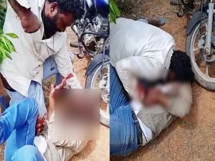 man slits the throat drank the blood The husband gave a shocking punishment to the one who came close to his wife in Karnataka | गळा चिरला, वाहतं रक्त प्यायलं अन्...; पत्नीच्या जवळ येणाऱ्याला पतीनं दिली थरकाप उडवणारी शिक्षा!