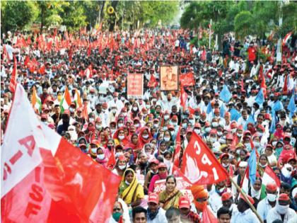 Jai Jawan, Jai Kisan! Farmers' 'red storm' in financial capital Mumbai | जय जवान, जय किसान! आर्थिक राजधानी मुंबईत शेतकऱ्यांचे ‘लाल वादळ’