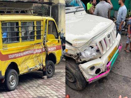 Accident of school van transporting students, four injured | विद्यार्थी वाहतूक करणाऱ्या स्कूल व्हॅनचा अपघात, चार विद्यार्थी जखमी