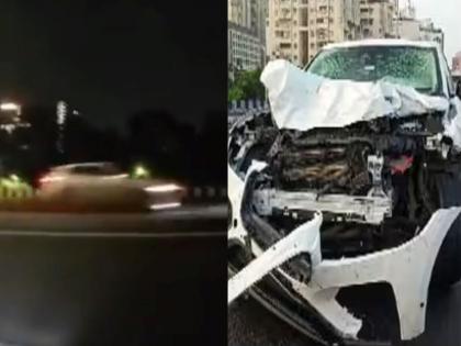 Ahmedabad accident VIDEO The Jaguar was going at a speed of 150, people were thrown 25-30 feet away in the accident | 150 च्या स्पीडनं होती जग्वार, धडकेत 25-30 फूट दूर फेकले गेले लोक; अहमदाबाद अपघाताचा VIDEO थरकाप उडवेल