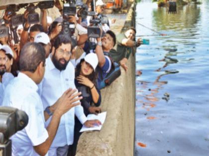 It's not good If there is water in Mumbai Chief Minister Eknath Shinde's warning to officials, inspection of drain cleaning | तुंबई झाली तर खैर नाही...;  मुख्यमंत्री एकनाथ शिंदे यांचा अधिकाऱ्यांना इशारा, नालेसफाईची पाहणी