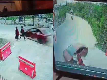 Women who were out for a morning walk were crushed by a speeding car Watch the shocking VIDEO | मॉर्निंग वॉकसाठी घराबाहेर पडलेल्या महिलांना भरधाव कारनं चिरडलं; पाहा थरकाप उडवणारा VIDEO