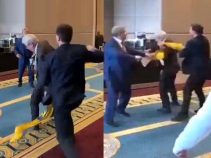 Ukrainian MP beats Russian official during black sea summit in turkiye know about What exactly happened | तुर्कस्तानातील सम्मेलनात युक्रेनच्या खासदाराची रशियन अधिकाऱ्याला लाथा बुक्क्यांनी मारहाण; नेमकं काय घडलं?