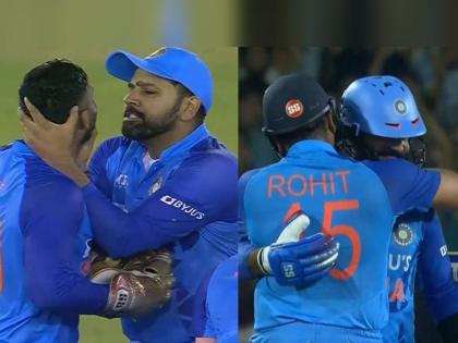 India VS Australia Rohit sharma gives special hug to dinesh karthik after winning nagpur T20 match | Dinesh Karthik-Rohit Sharma: मान पकडण्यापासून मिठी मारेपर्यंत, DK नं जिंकवून देताच रोहित शर्माच्या आनंदाला उधाण