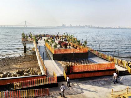 Mata Ramai Ambedkar viewing deck at Dadar Chowpatty | दादर चौपाटीवर माता रमाई आंबेडकर व्ह्युविंग डेक