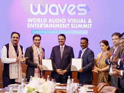 MoU worth Rs 8000 crores signed in the presence of CM Devendra Fadnavis at Waves Summit 2025 | Waves Summit 2025 मध्ये मुख्यमंत्री फडणवीसांच्या उपस्थितीत ८००० कोटींचे सामंजस्य करार MoU worth Rs 8000 crores signed in the presence of CM Devendra Fadnavis at Waves Summit 2025 | Waves Summit 2025 मध्ये मुख्यमंत्री फडणवीसांच्या उपस्थितीत ८००० कोटींचे सामंजस्य करार