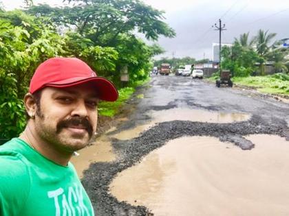 The fort of Alibag road shown by Devadatta Nagane; Netizens said, 'now you do something!' | देवदत्त नागेनी दाखविली अलिबागच्या रस्त्याची दैना; नेटिझन्सनी म्हटले ‘देवा आता तुम्हीच काहीतरी करा’!