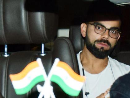 Virat Kohli finds wife Anushka Sharma receives at Mumbai airport | पत्नी अनुष्का शर्माला मुंबई विमानतळावर रिसिव्ह करायला पोहोचला पती विराट कोहली!