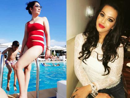 Trishala gave a 'This' reaction by looking at the steps taken by Savitri Mother Datta's red bikini photos! | सावत्र आई मान्यता दत्तचा रेड बिकिनीतील फोटो बघून त्रिशालाने दिली ‘ही’ प्रतिक्रिया!