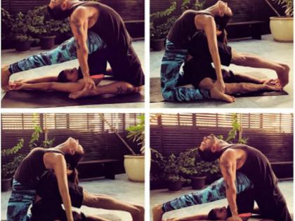 international yoga day: Bipasha Basu turns 'couples yoga' with a lovely hubby! | international yoga day : ​बिपाशा बसूने लाडक्या हबीसोबत केला ‘ couples yoga’!