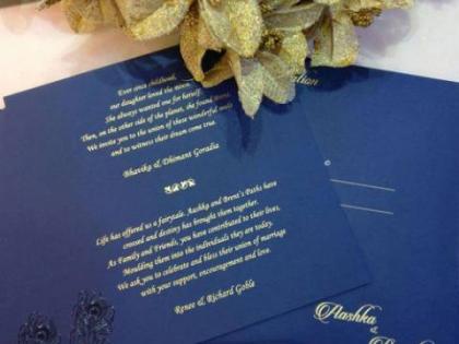 aashka goradia wedding card