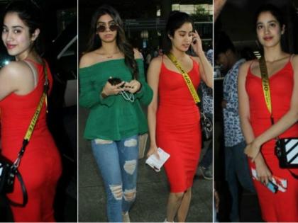 Janhavi Kapoor's look opened in a red dress, see photos! | लाल रंगाच्या ड्रेसमध्ये खुलले जान्हवी कपूरचे रूप, पहा फोटो!