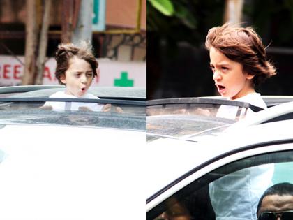 See Pics: When Shah Rukh Khan's Fiancée Abram jerks out of Mumbai's journey ... | See Pics : शाहरूख खानचा लाडका अबराम बिनधास्तपणे मुंबईची सैर करायला निघतो तेव्हा...