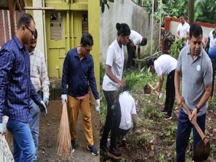 On the occasion of Mahatma Gandhi's birth anniversary, under the 'Swachhata Hi Seva' initiative, Ratnagiri Collector, Superintendent of Police took a broom and carried out cleanliness | ‘स्वच्छता ही सेवा’; रत्नागिरीच्या जिल्हाधिकारी, पोलिस अधीक्षकांच्या हातात झाडू