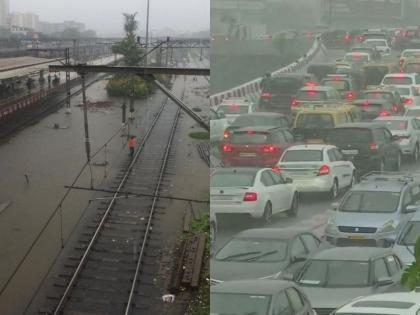 Mumbai Rain Update: Heavy Rainfall in Mumbai from todays morning. Traffic jam on road & Trains are delayed | Mumbai Rain Update: पहिल्याच पावसात मुंबईकर बेहाल; वाहतूक मंदावली तर रेल्वेसेवाही उशिराने