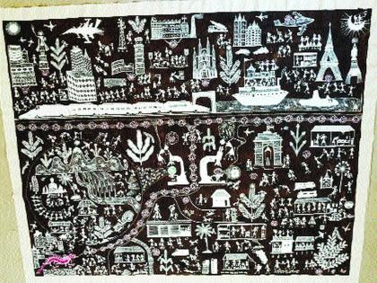 CoronaVirus painter makes warli style painting to show global journey of covid 19 | CoronaVirus: वारली चित्रशैलीत कोविडचा वैश्विक प्रवास