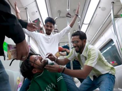 crazy xyz amit youtuber booked metro train for a video shoot  | VIDEO : मेट्रो बुक करून मध्यरात्री सहा जणांची जल्लोषात 'पार्टी'!