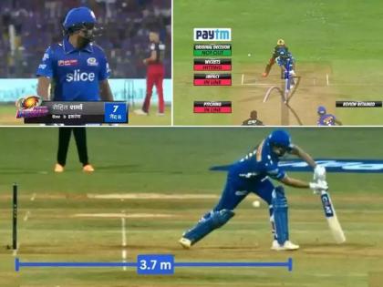 Rohit Sharma dismissals make so much noises that broadcasters have to clarify everytime, Star Sports shows the distance of Rohit Sharma's dismissal against RCB | IPL 2023 : रोहित शर्माच्या विकेटने एवढा 'राडा' झाला की ब्रॉडकास्टरला द्यावे लागले स्पष्टिकरण