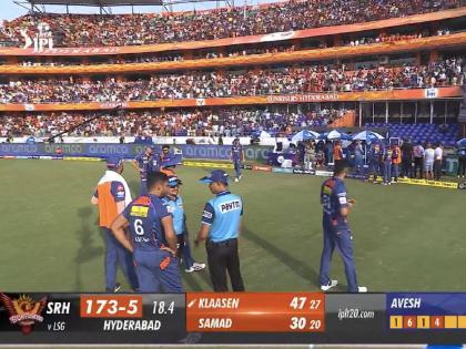 IPL 2023, SRH vs LSG Live Marathi : Absolute chaos! Someone from stands threw something on LSG Dugout for not giving no ball, umpires have moved towards the LSG dugout. | IPL 2023, SRH vs LSG Live : SRH च्या चाहत्यांचा चढला पारा, अम्पायरच्या चुकीचा गौतम गंभीरवर काढला राग