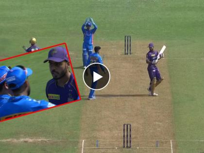 IPL 2023, MI vs KKR Live Marathi : Plenty of words were exchanged after the KKR skipper Nitish Rana is dismissed for 5(10) with Shokeen. | IPL 2023, MI vs KKR Live : वानखेडेवर राडा; KKRचा कर्णधार मुंबईच्या गोलंदाजावर भडकला, सूर्यकुमारने रोखला अन्यथा...