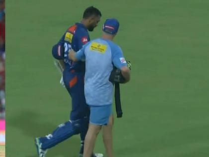 IPL 2023, LSG vs MI Live Marathi : Captain Krunal Pandya walking off due to injury, he's batting on 49* runs. Do you think it is a tactical move?  | IPL 2023, LSG vs MI Live : कृणाल पांड्याने Mumbai Indians ला उल्लू बनवलं? त्याच्या डावाने दिला घाव! 