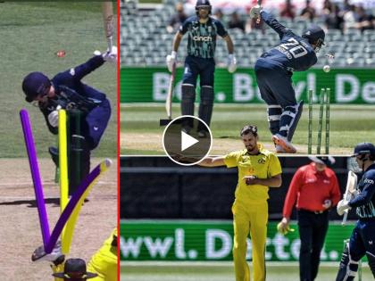 ENG vs AUS : What a ball by Mitchell Starc, Jason Roy stumbled forward after it went through him. Balance was nowhere, England 85-4 after 16 overs, Video | ENG vs AUS : Mitchell Starcचा 'स्पार्क'! भन्नाट चेंडूवर जेसन रॉयचा त्रिफळा उडवला, इंग्लंडने टेकले गुडघे, Video 