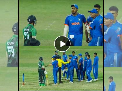 INDA vs BANA Live ACC Men's Emerging Cup : The situation is getting heated up between IND A and BAN A, Harshit Rana and Soumya Sarkar fight, Video   | Video : अनुभवी सौम्या सरकारला भारताचा युवा खेळाडू भिडला; अम्पायर भांडण सोडवायला धावला