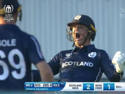 ICC WC 2023 Qualifier : Chasing 287 runs against Ireland, team was 152/7 then MICHAEL LEASK arrived and smashed 91*(61), SCOTLAND won the game by just 1 wicket | ICC WC 2023 Qualifier : स्कॉटलंडचा १ विकेट राखून थरारक विजय; सातव्या क्रमांकावर आला अन् आयर्लंडचा बाजा वाजवला