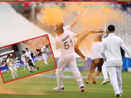 Ashes, ENG vs AUS : Some of protesters on the field and Jonny Bairstow carried out the pitch invader,Video | Ashes, ENG vs AUS : हंगामा! इंग्लंडच्या जॉनी बेअरस्टोने आंदोलनकर्त्याला उचलून मैदानाबाहेर फेकले, Video