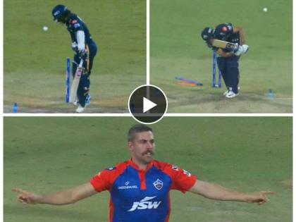 IPL 2023, DC vs GT Live : Anrich Nortje on fire - 2 wickets now, Cleans up Wridhiman Saha & Shubman Gill with a 148.8kmph speed, Video | IPL 2023, DC vs GT Live : दोन वेगवान चेंडू, दोन दांडे! एनरिच नॉर्खियाने गुजरातचे धाबे दणाणून सोडले, हार्दिकही परतला माघारी, Video 