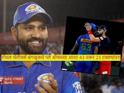 IPL 2023 playoffs scenario : MI vs RCB Live Marathi : mumbai Indians jump to 3rd in Point Table, How Can RCB Reach Playoffs After Defeat Against Mumbai Indians? | IPL 2023 playoffs scenario : मुंबई इंडियन्स तिसऱ्या स्थानी; RCB प्ले ऑफच्या शर्यतीतून झाले का बाद?