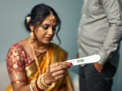 After entering the house, the bride felt dizzy, the husband immediately brought the pregnancy test kit! Read what the angry wife did... | गृहप्रवेशानंतर नववधू चक्कर येऊन पडली, पतीने थेट प्रेग्नन्सी टेस्ट किटच आणली! चिडलेल्या नवरीने काय केलं वाचाच... After entering the house, the bride felt dizzy, the husband immediately brought the pregnancy test kit! Read what the angry wife did... | गृहप्रवेशानंतर नववधू चक्कर येऊन पडली, पतीने थेट प्रेग्नन्सी टेस्ट किटच आणली! चिडलेल्या नवरीने काय केलं वाचाच...